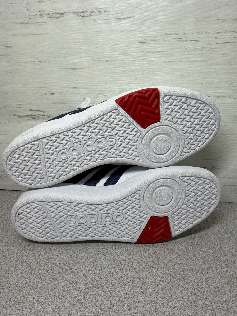 adidas White Navy Red Low-Top Sneakers — Classic 3-Stripes